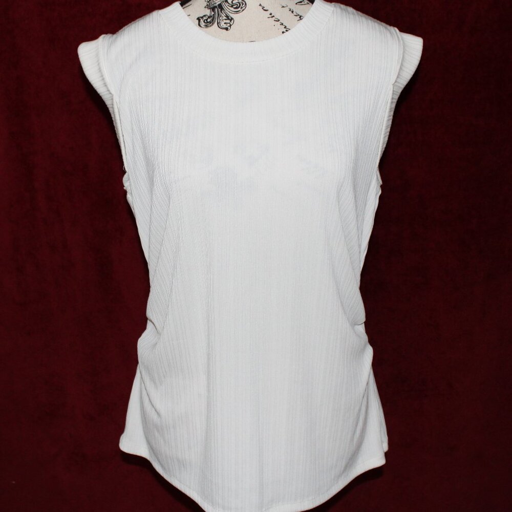 Nine West Cream colored, ribbed with side ruching.  Size L